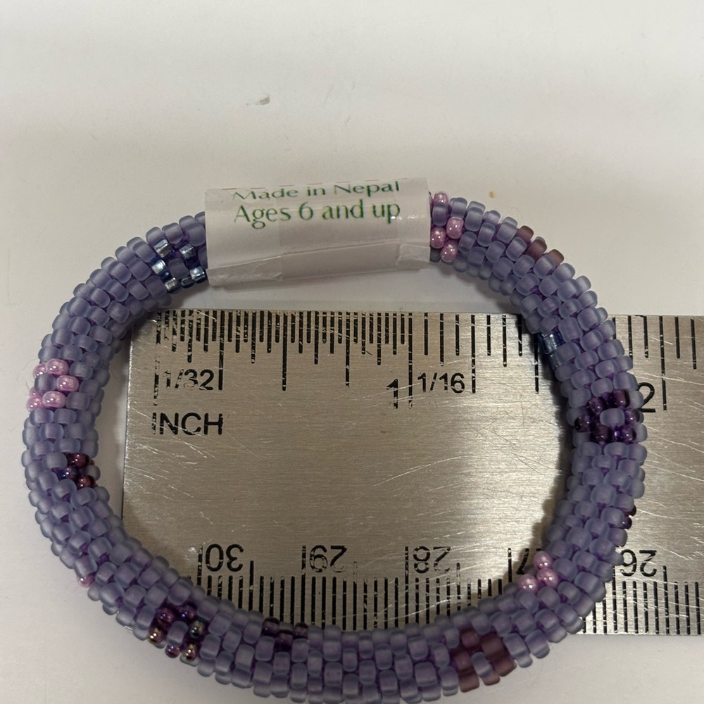 Flower Power Kid's Rollies Glass Beaded Bracelet Purple NWT - Picture 4 of 7